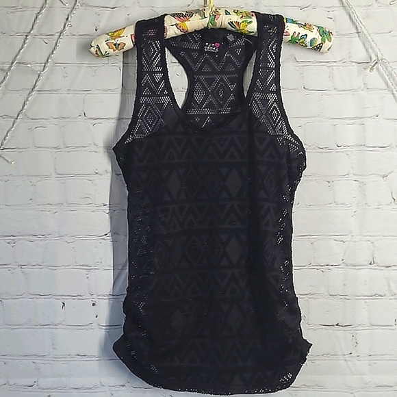 Eye Candy Sheer Fishnet Racerback Black Tank Top Womens Size Medium - Picture 1 of 15